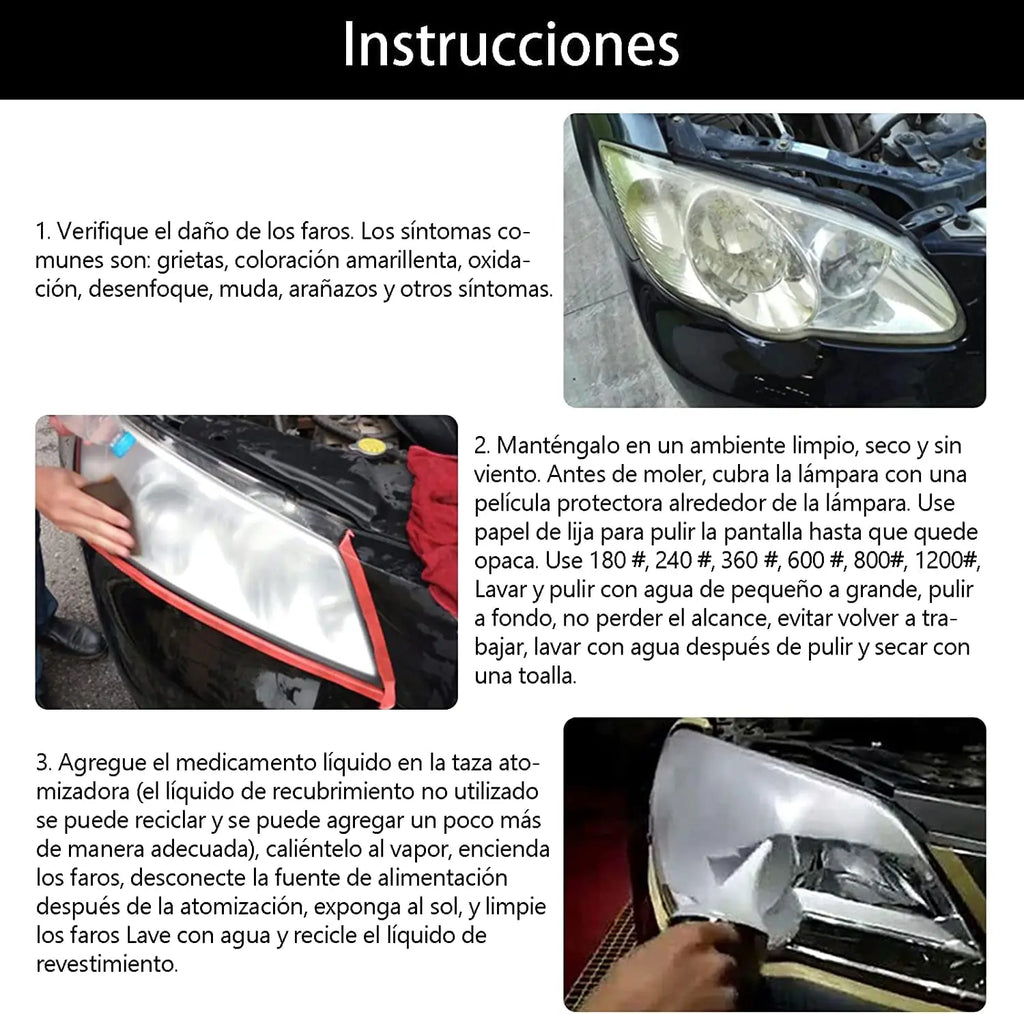 Restaurador de Faros 3PCS | Líquido Renovador para Faros de Coche